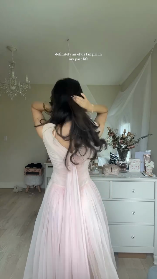 Pink Sleeveless Pleated Maxi Dress