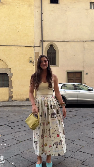 Animal And Floral Print Pleated Midi Skirt