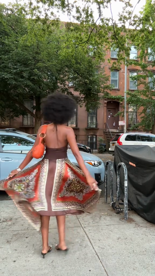 Printed Halter - Neck Maxi Dress