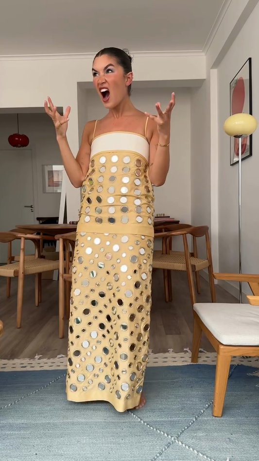 Yellow Mirror - Embellished Maxi Dress