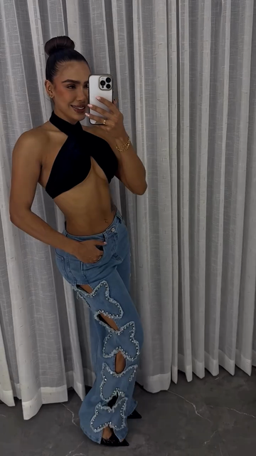 Embellished Butterfly - Cutout Jeans