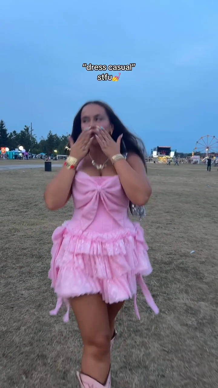 Pink Bow - Front Ruffled Mini Dress