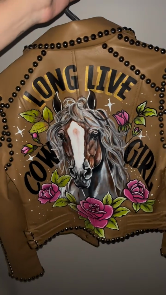 Embellished Brown Leather Jacket