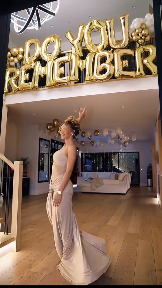 Beige Shimmering Strapless Maxi Dress