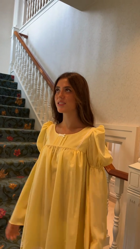 Yellow Bell Sleeve Baby Doll Dress