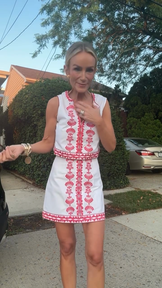 White Embroidered Sleeveless Top and Maxi Skirt Set