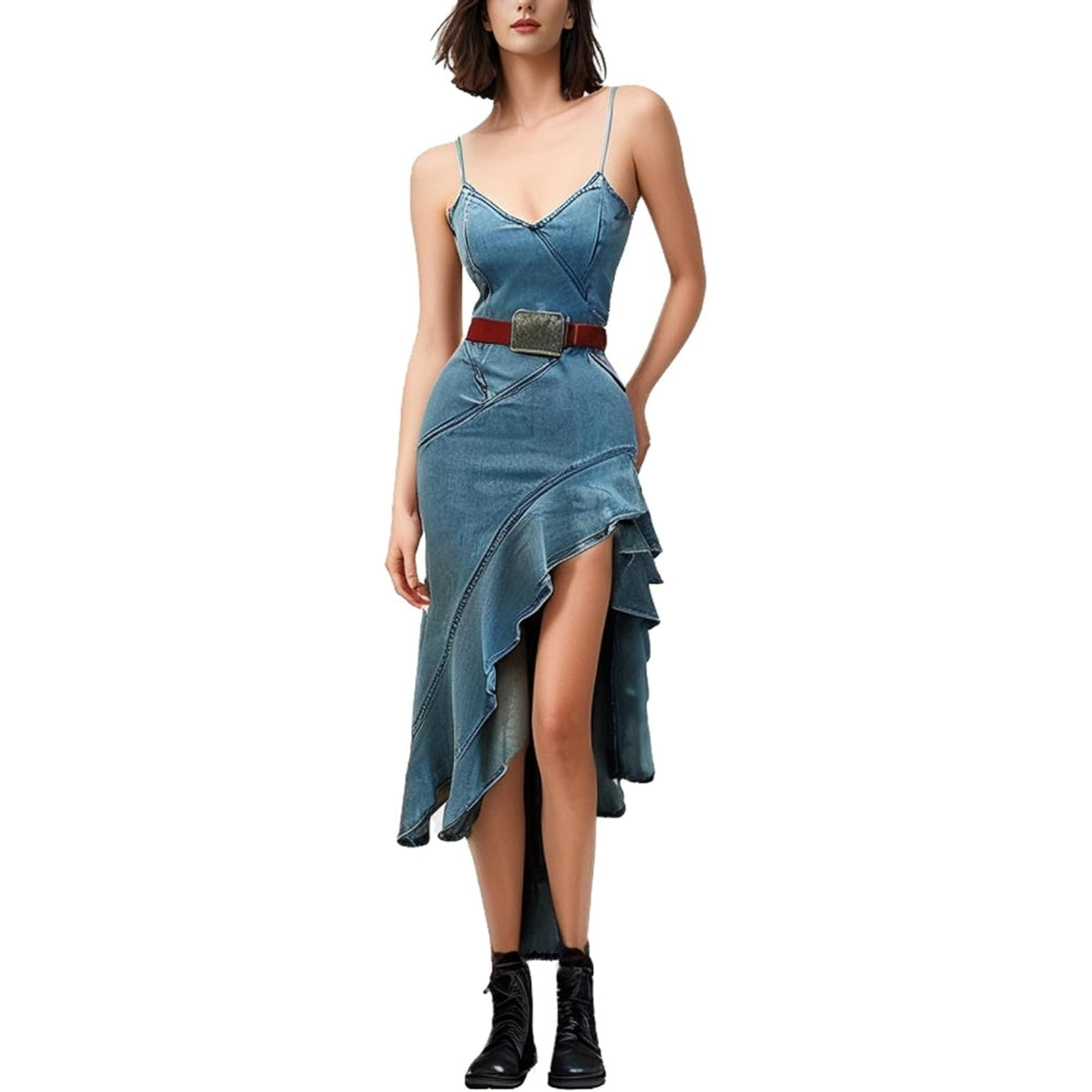 Western Bohemian Ethnic Suspender Denim Dress