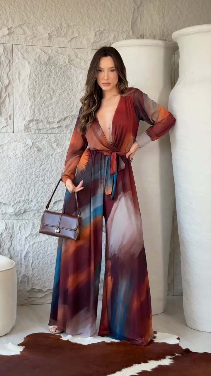 Color - Blocked Wrap - Style Jumpsuit