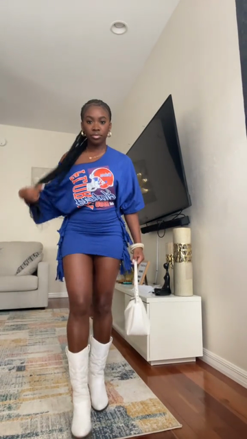 Blue Graphic T - Shirt Mini Dress