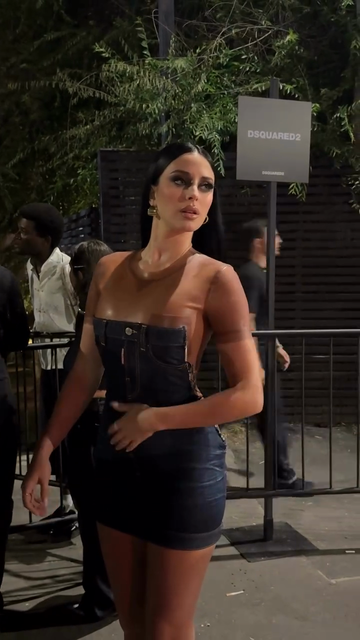 Denim and Sheer Panel Mini Dress