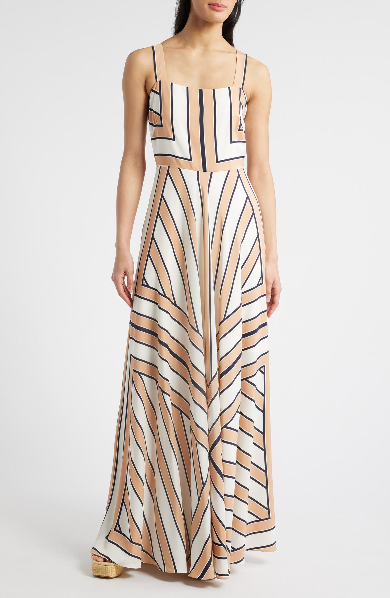 Geometric - Patterned Sleeveless Maxi Dress