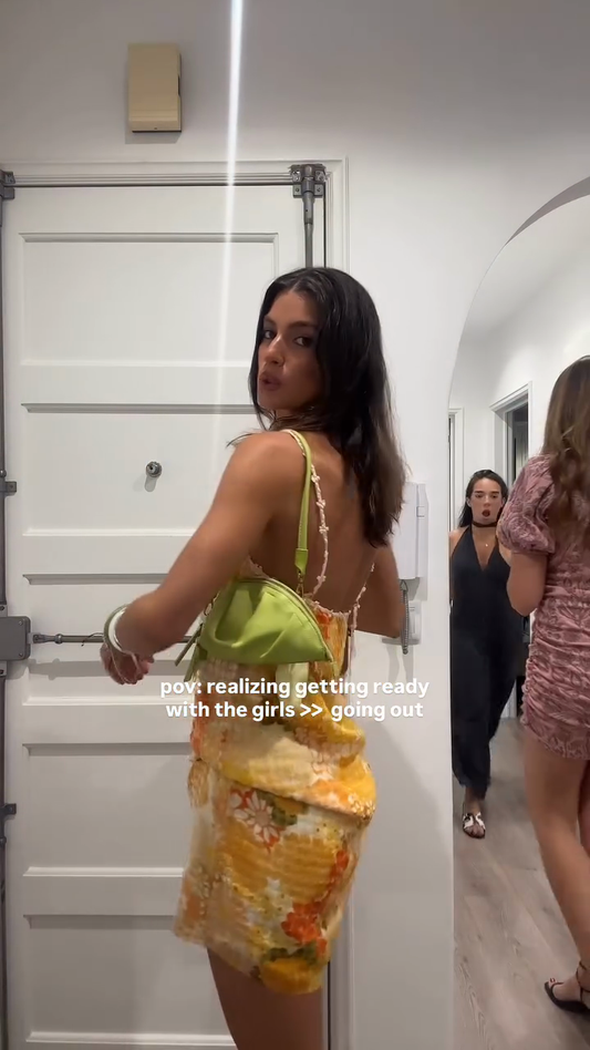 Yellow Floral Print Strappy Mini Dress