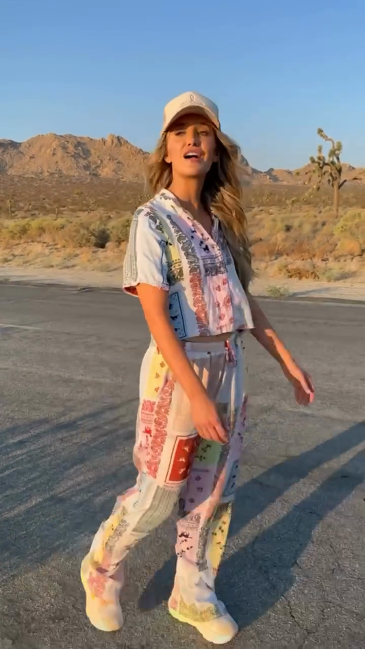 Boho Patchwork Print Shirt & Pants Set