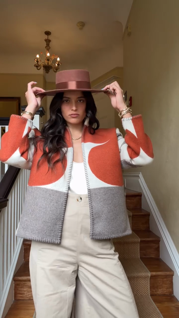 Color - Blocked Patterned Knit Jacket