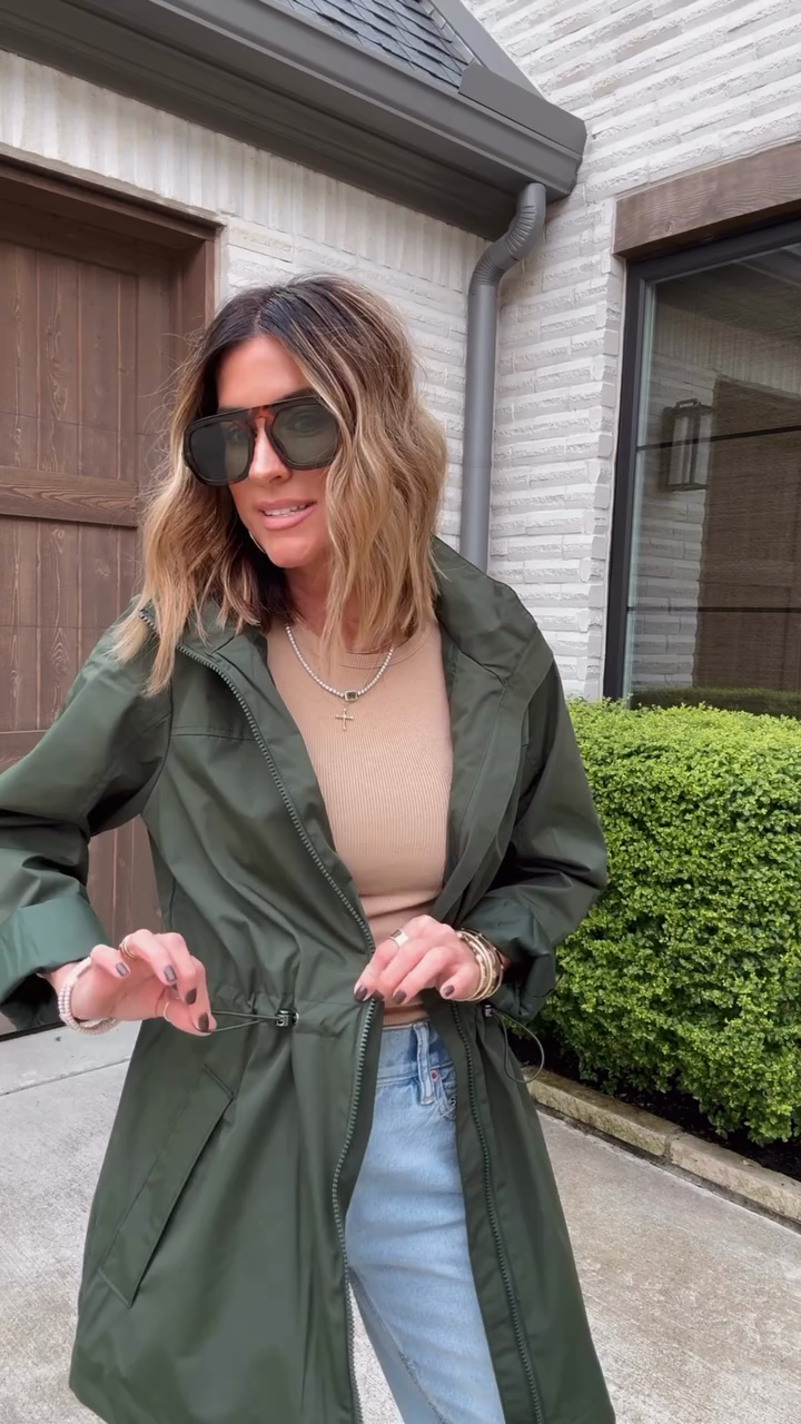 Olive green waterproof windbreaker