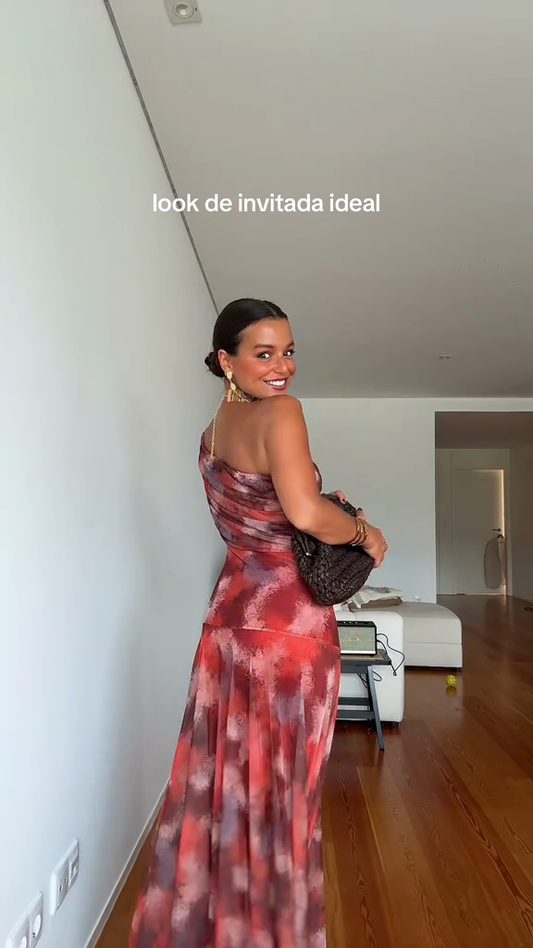 One-Shoulder Tie-Dye Maxi Dress