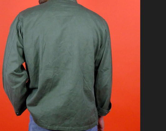 Green Military - Style Jacket with Patches