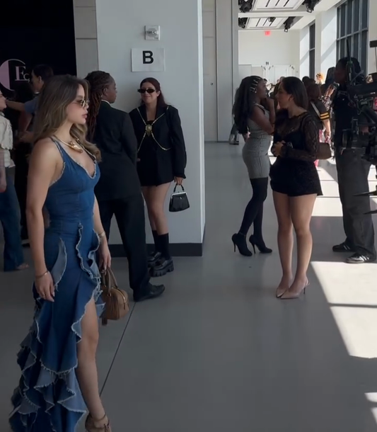 Ruffled  Denim Maxi Dress