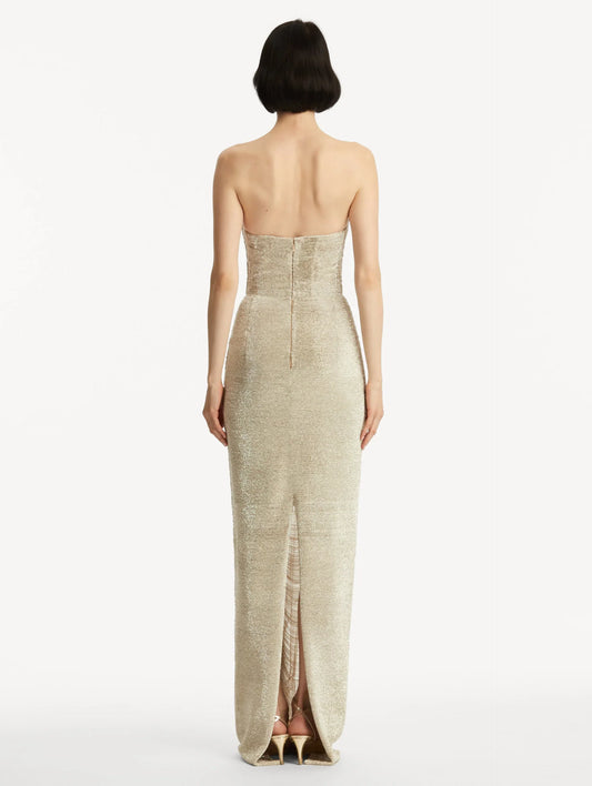 Draped Crystal Chain Gown