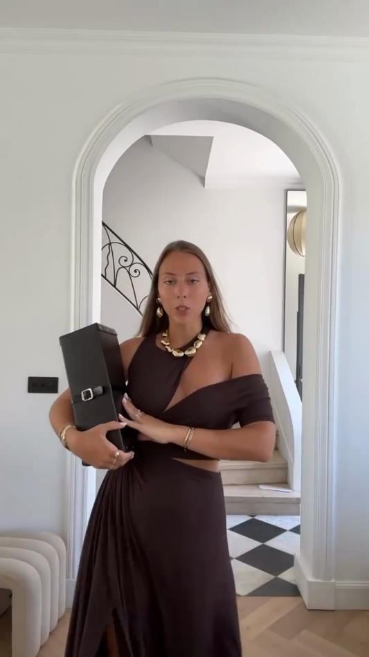 Dark Brown Asymmetric Cut - Out Maxi Dress