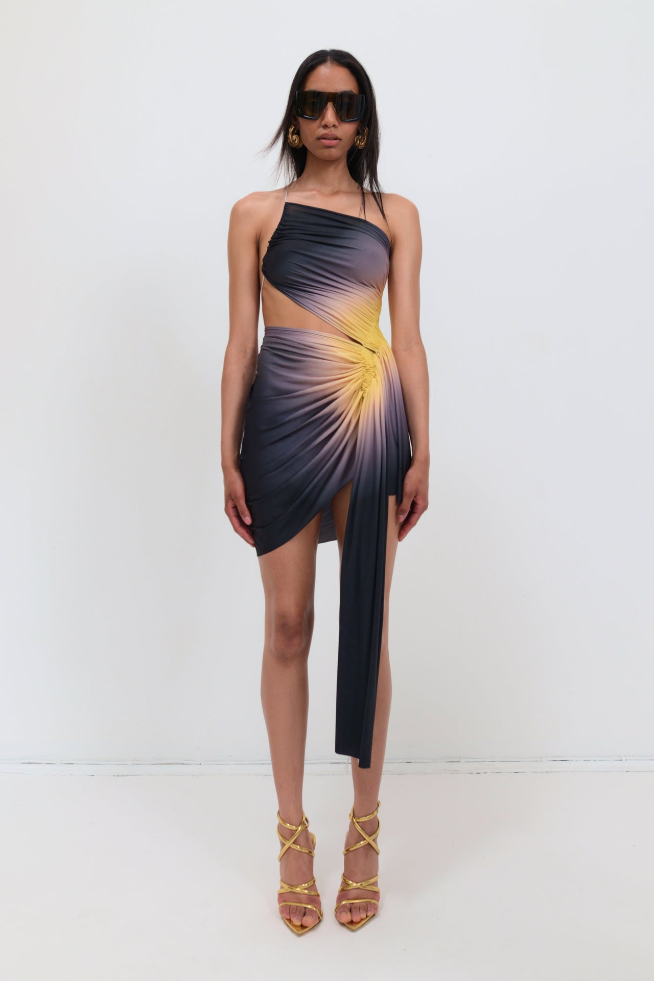 Gradient One - Shoulder Cutout Mini Dress