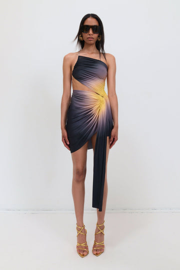 Gradient One - Shoulder Cutout Mini Dress