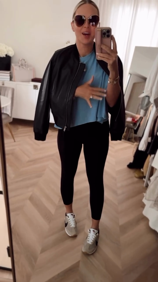 Black Leather Bomber Jacket