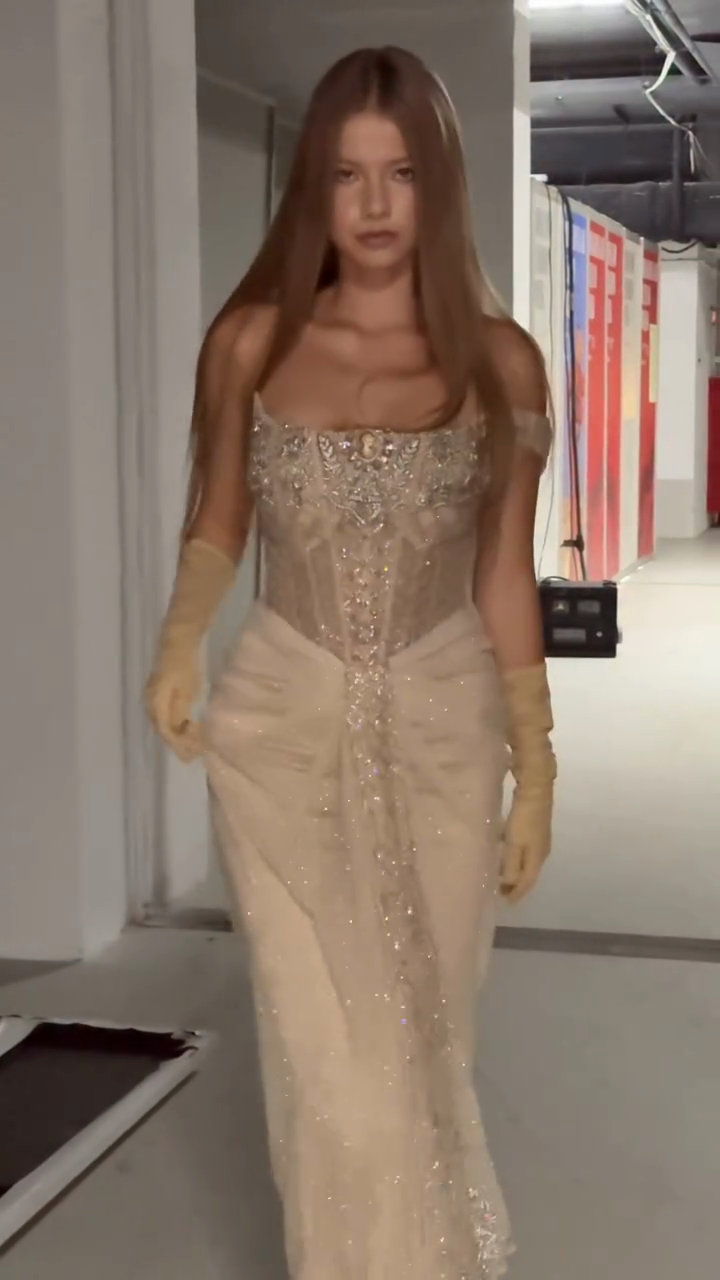 Beige Embellished Corset - Style Gown