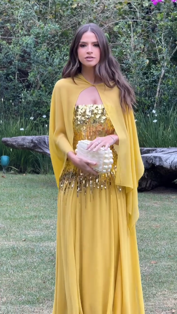 yellow sequin dress