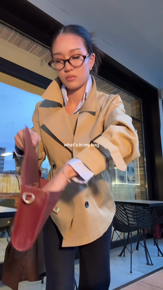 Beige Cropped Trench Jacket