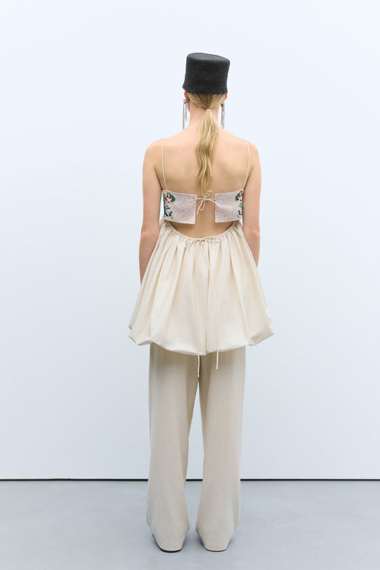 Embroidered Strappy Mini Dress