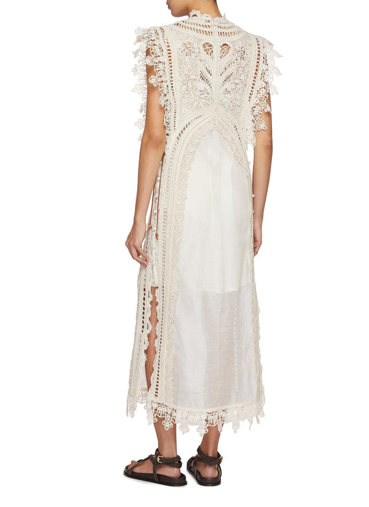 White Lace - Embellished Midi Dress