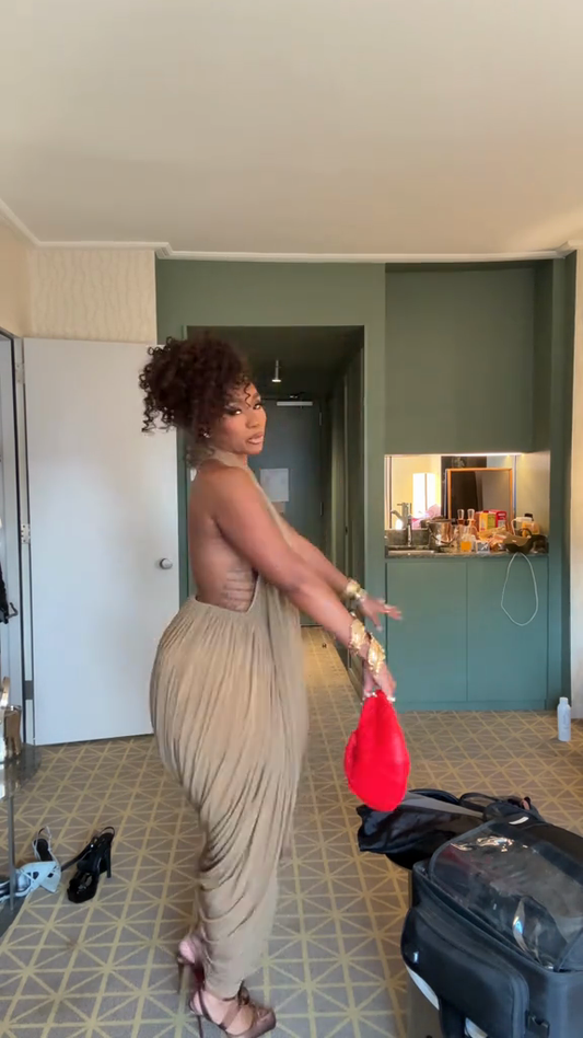 Beige halterneck maxi dress