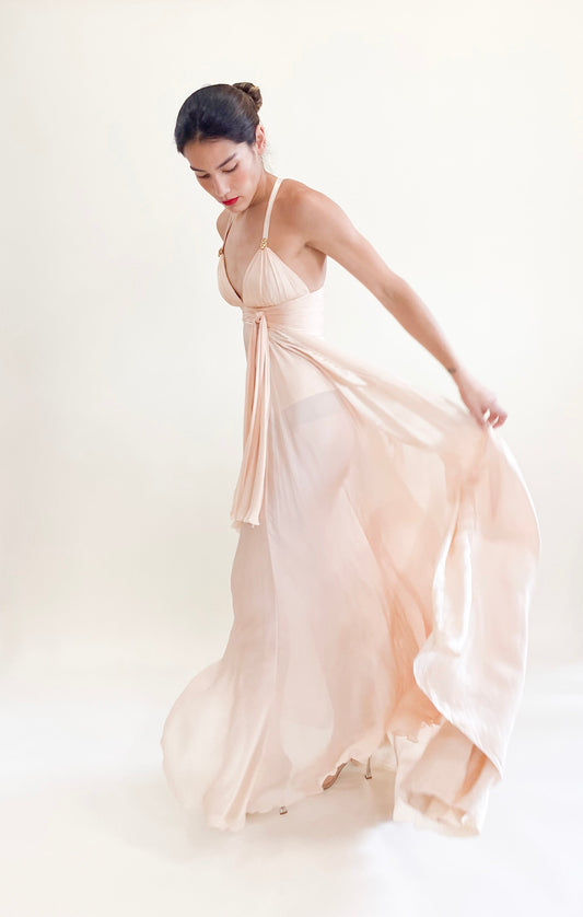 Blush Pink Halter Neckline Maxi Dress