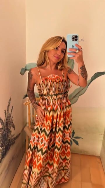 Colorful Ikat - Patterned Strapless Maxi Dress