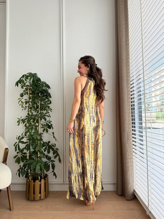 Tie - Dye Halter Maxi Dress