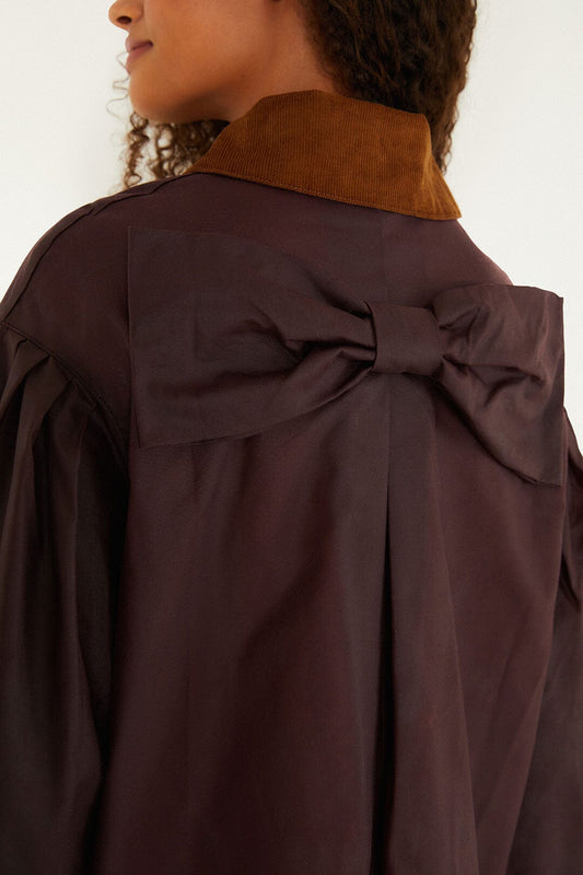 Embroidered Brown Cropped Jacket