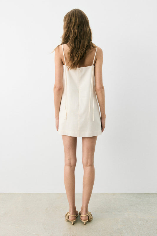 White Tropical Leaf Print Slip Dress