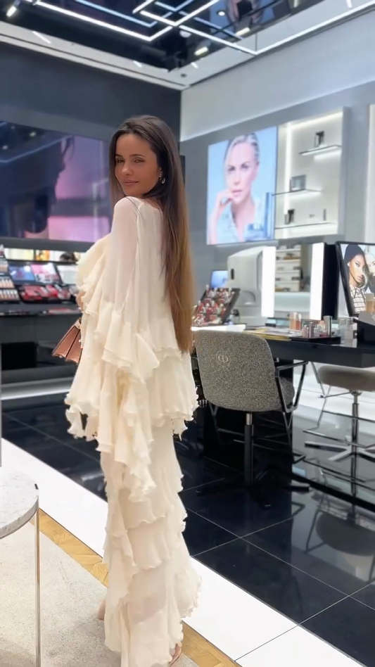 Ivory Ruffled Maxi Dress