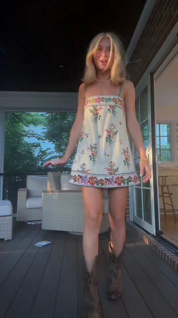 Floral - Embroidered Strapless Mini Dress