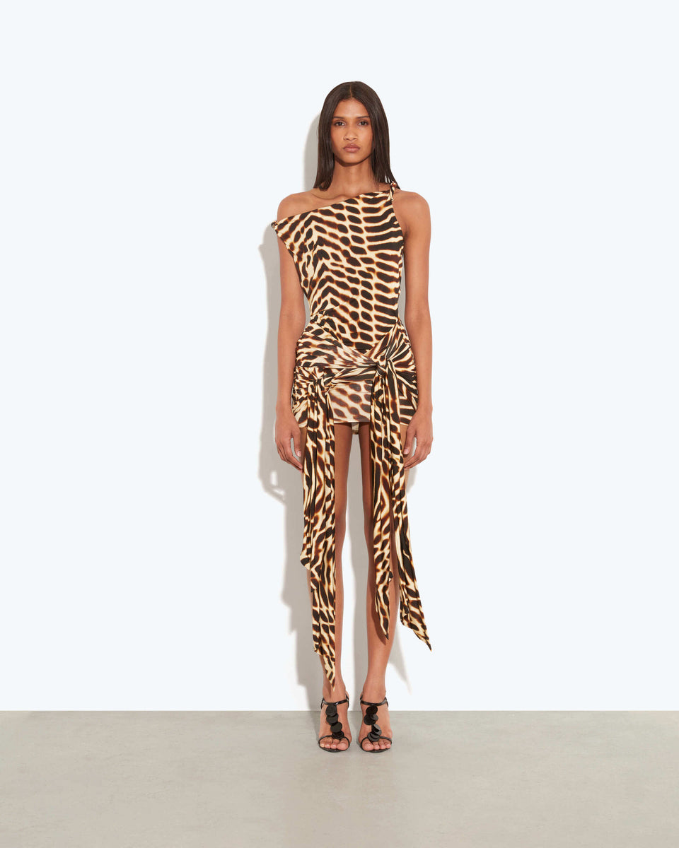 Leopard Print Asymmetric Mini Dress