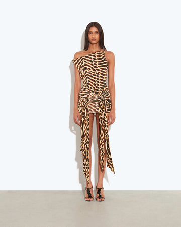 Leopard Print Asymmetric Mini Dress