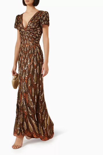 Embellished Sequin Maxi Dress