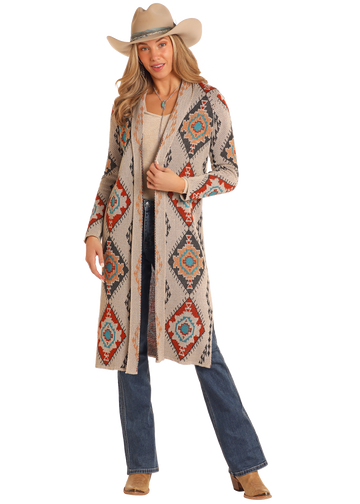 Southwestern - Patterned Long Cardigan