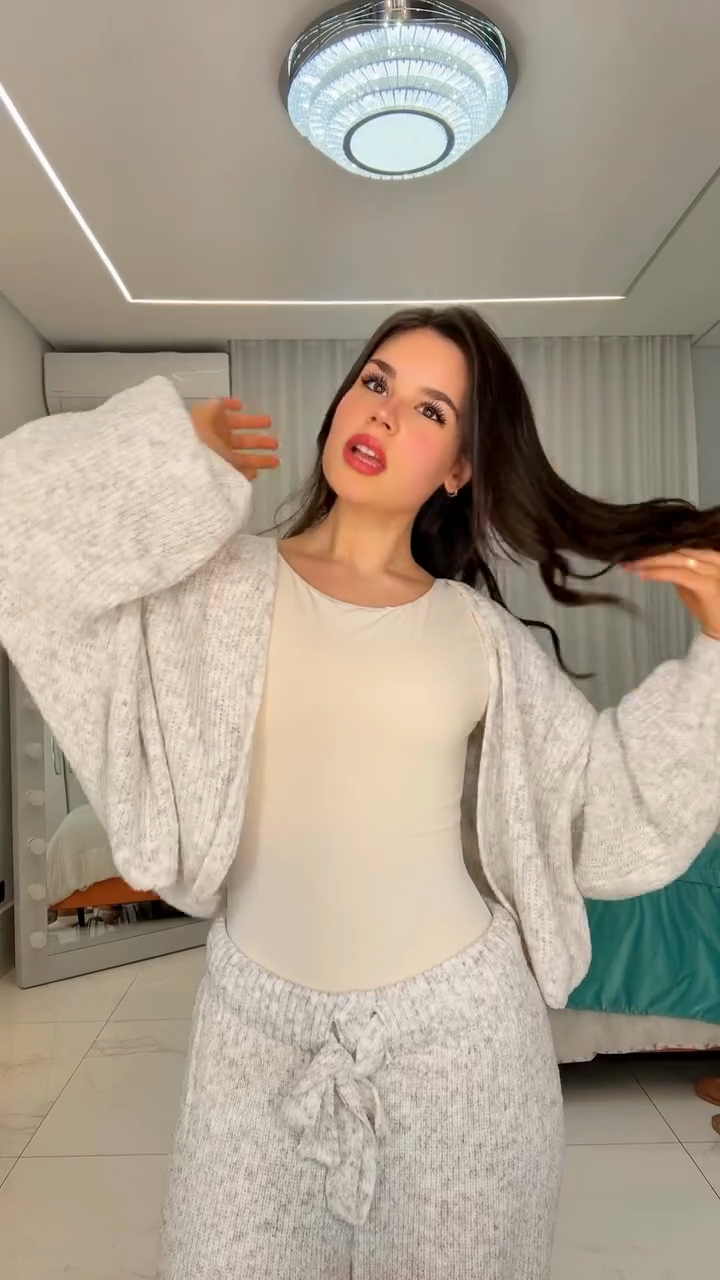 Light Grey Cozy Knit Loungewear Set