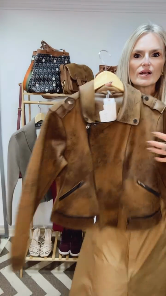 Brown Leather Biker Jacket