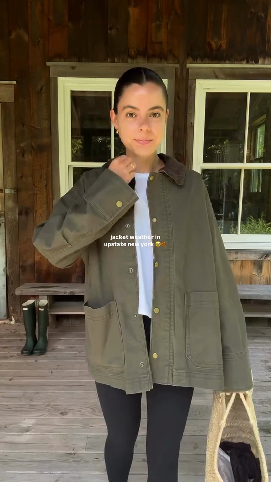 Olive Green Contrast Collar Jacket