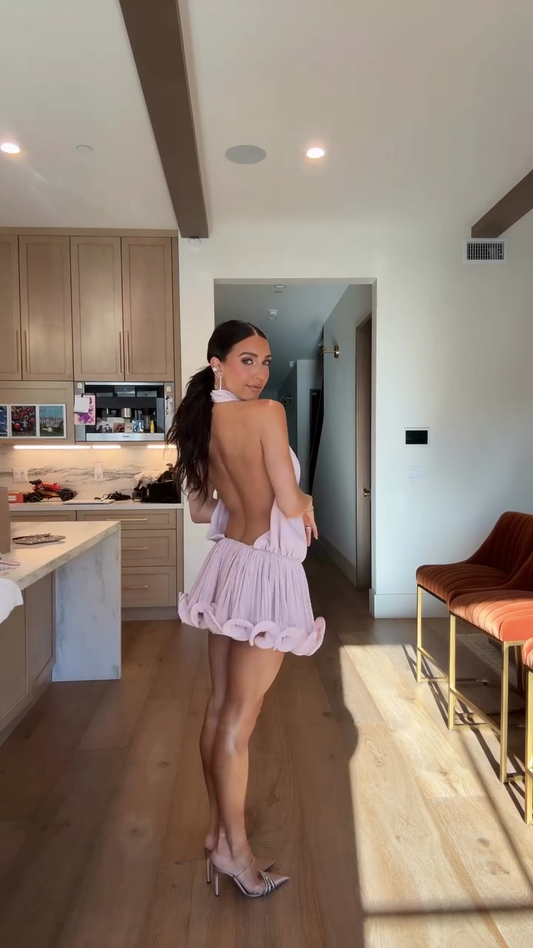 Light Pink Halter Neck Mini Dress