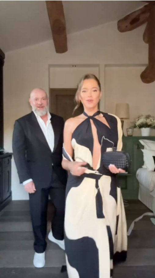 Black and Cream Halter Neck Maxi Dress