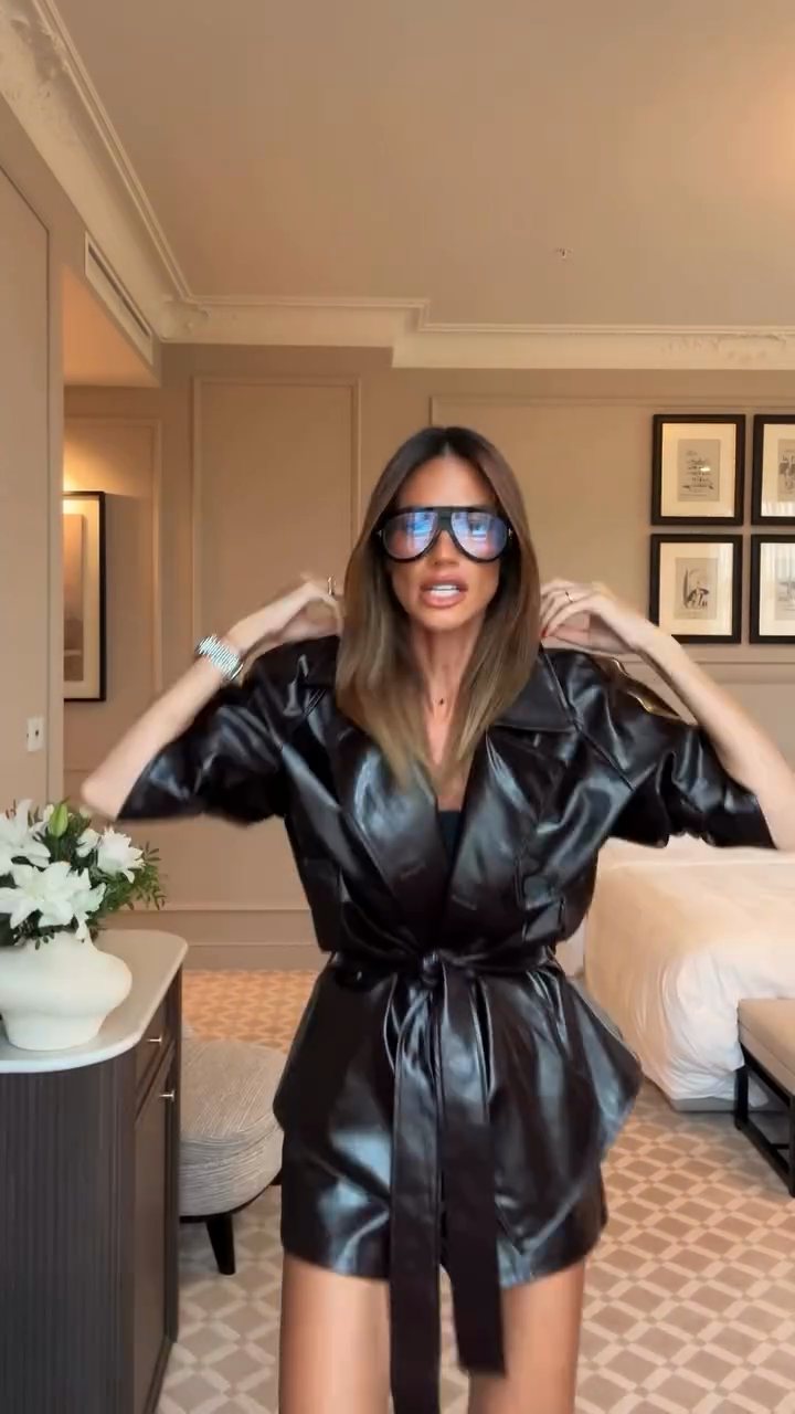 black faux leather jacket